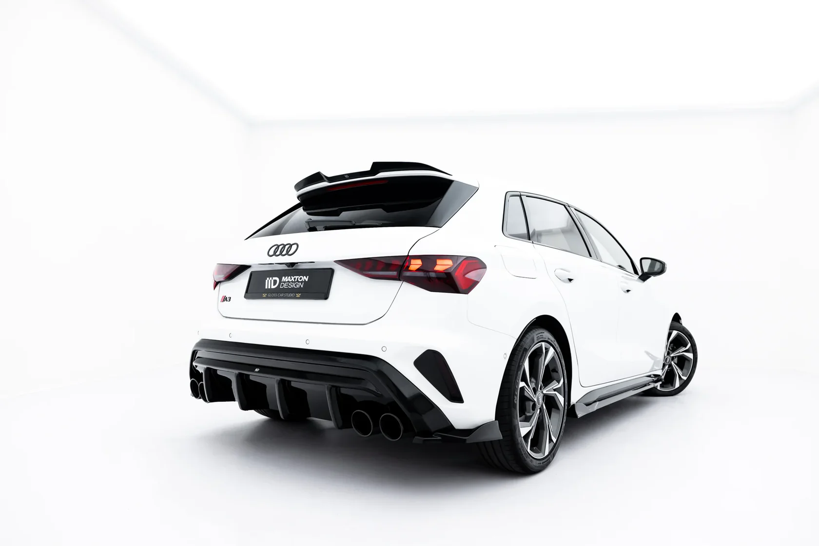 AU-S3-8YF-S-RS1G-SLSB+BLACK Difusor Trasero + Colas de Escape Audi A3 S-Line Sportback 8Y Facelift - Imagen 1